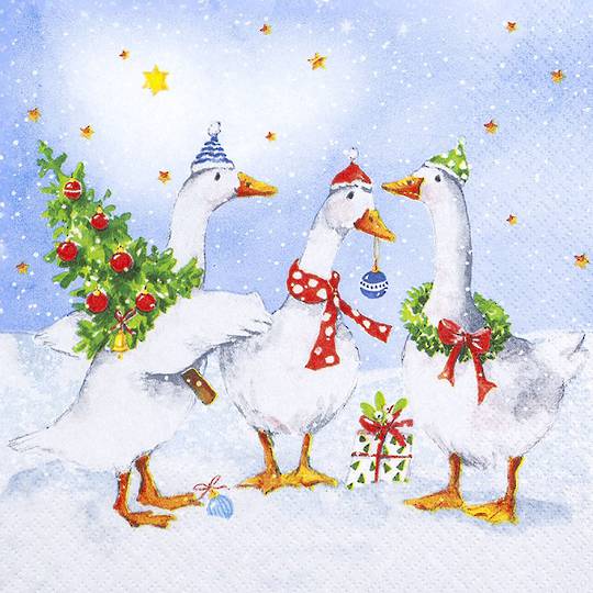 Paper Napkins 33cm, Funny Xmas Geese *ETA Nov
